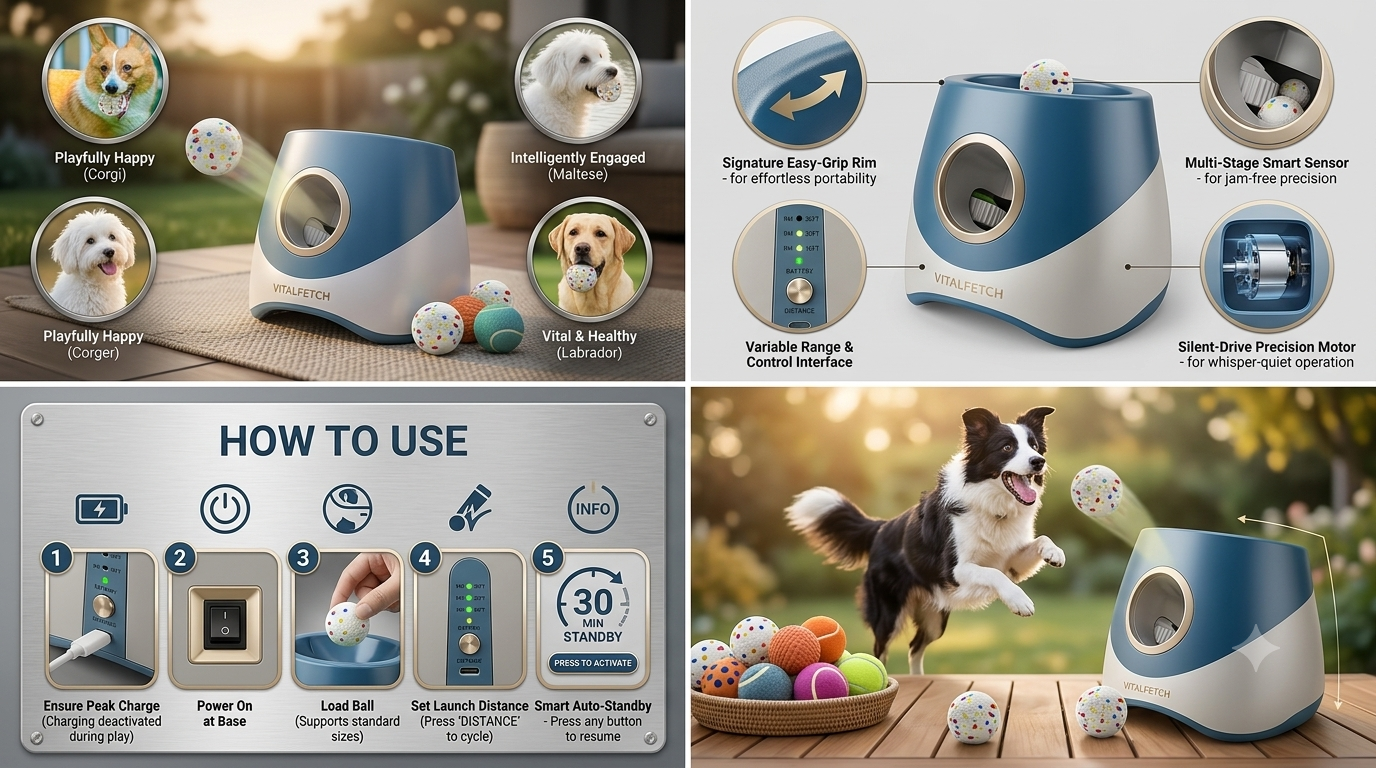 Smart Automatic Ball Launcher Toy For Pets